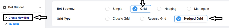 Create hedged grid bot