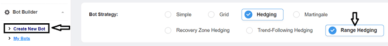 Create range hedging bot
