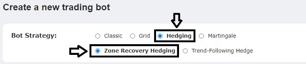 Create zone recovery hedging bot